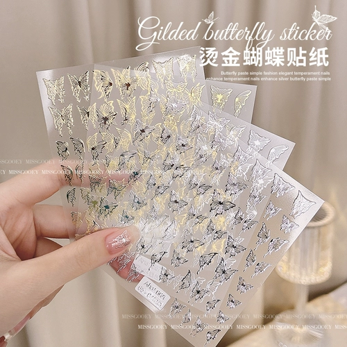 Трехмерная наклейка для маникюра, аксессуар, наклейки для ногтей для ногтей, золото и серебро