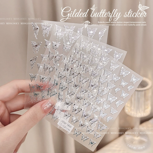 Трехмерная наклейка для маникюра, аксессуар, наклейки для ногтей для ногтей, золото и серебро
