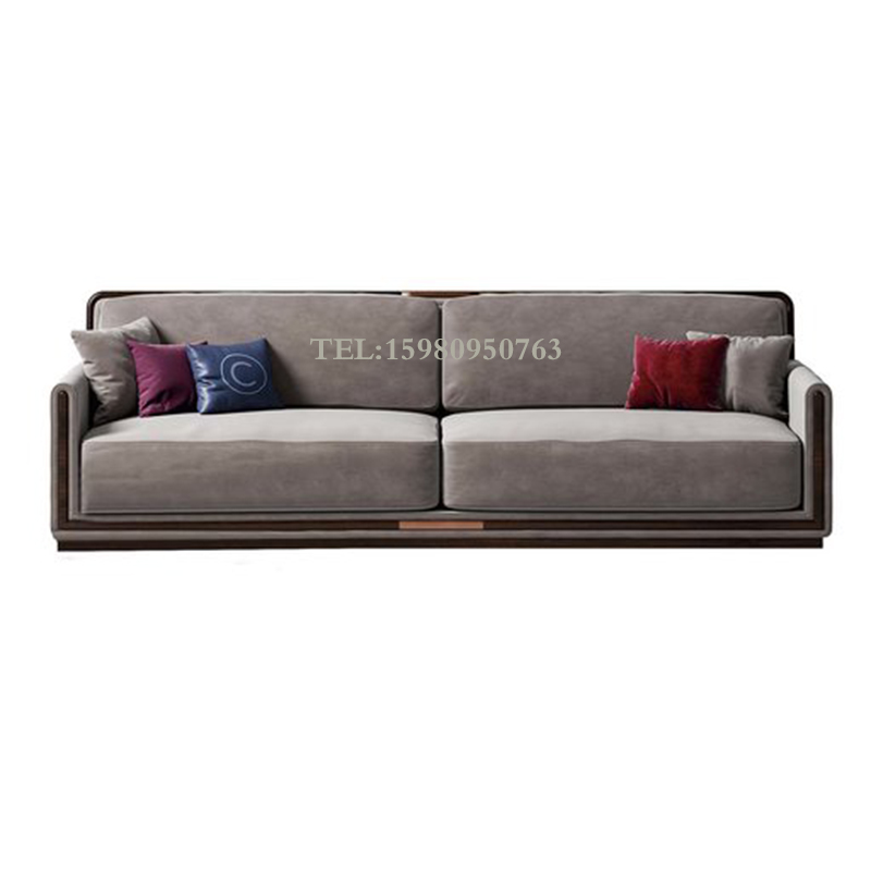 New Chinese Fabric Sofa Large Family Solid Wood Combined Modern Villa House Living Room Profile Furniture Customized