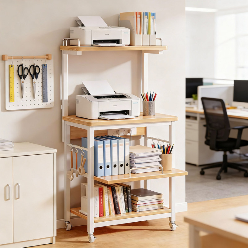 Printer Rack, Storage Rack, Floor-Standing Office Wall-Mounted Storage Rack, Movable Storage Cabinet, File Storage Rack