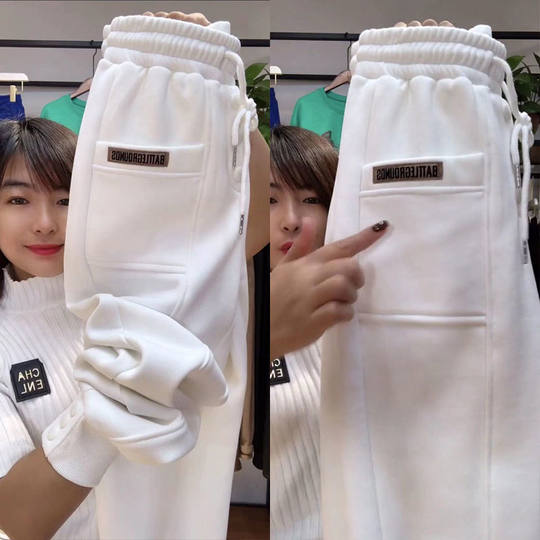 加绒款秋冬大码休闲宽松运动裤休闲哈伦裤子束脚打底卫裤新款女潮