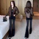 Осенняя короткая полиуретановая ретро куртка, в западном стиле, изысканный стиль, в американском стиле