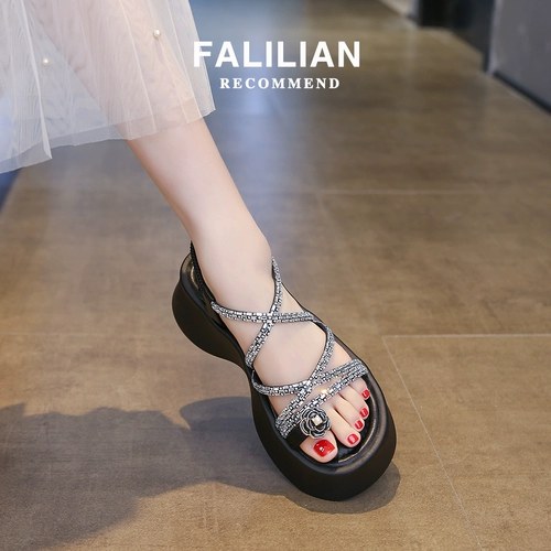 Летние сандалии, модная высокая подходит с юбкой, пляжная обувь на платформе, городской стиль, изысканный стиль