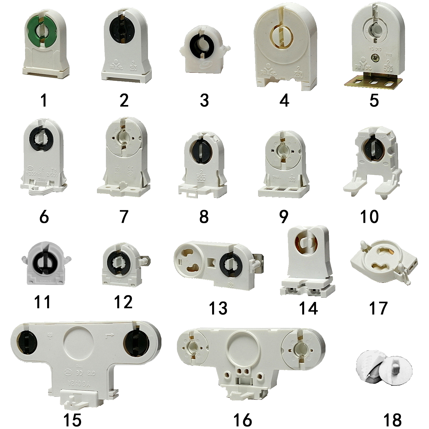 Lamp accessories T8 grid light T8 bracket lamp foot fluorescent lamp holder lamp holder T8 old spring swivel light feet
