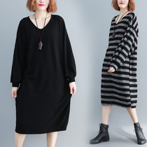 Special size womens 260 Jin fat sister thin age age sweater 240 fat mm crotch jumpsuit dress foreign 220