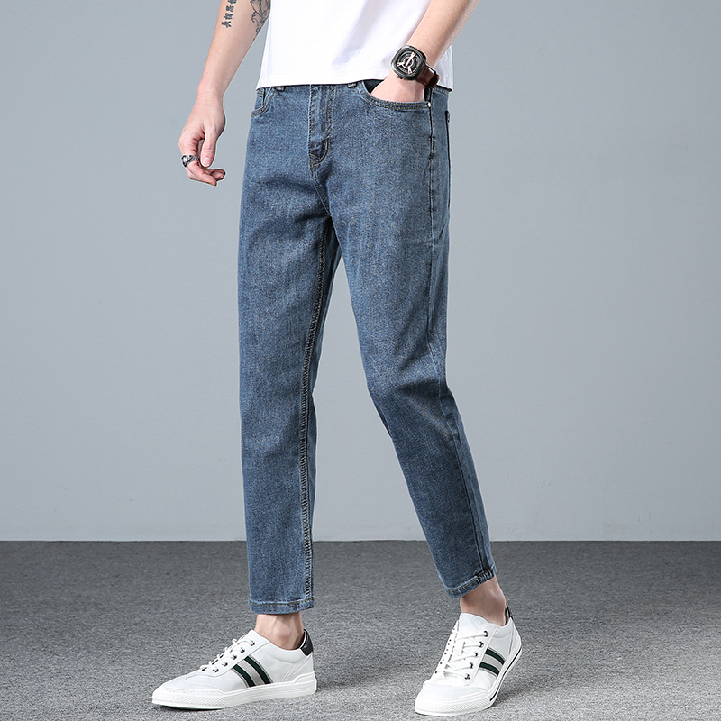 Summer Nine Minutes Jeans Men 2022 new tide loose tube casual and spring men's pants thin