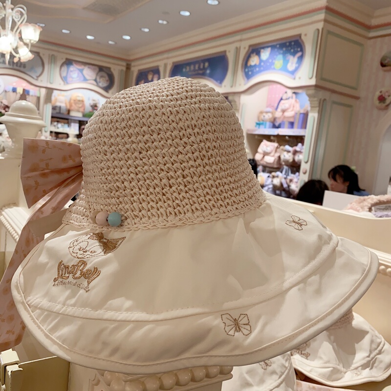 Duffy and Friends Dot Dot Time Lina Belle Sun Protection Hat Straw Hat Shanghai Disney