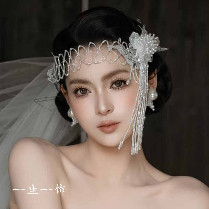 Gatsby Exotic Style Beaded Headband Pearl Tassel Hairpin Hair Accessory Retro Bride Wedding Prom Accessories