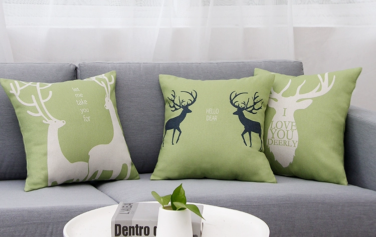 Bắc Âu Xanh nai sừng tấm bông vải gối bìa kiểu Mỹ phòng khách sofa đệm gối văn phòng gối thắt lưng - Trở lại đệm / Bolsters