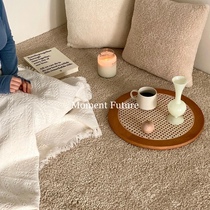 Moment Future Korea ins rattan round tray solid wood food blogger poses props simple