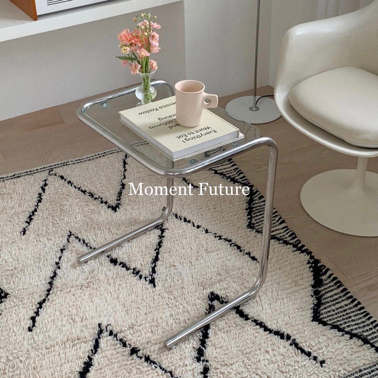 Moment Future simple middle age small apartment glass stainless steel coffee table ins homestay base