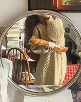 Moment Future Korean French style small apartment bedroom soft decoration stainless steel mirror display ornaments small round mirror