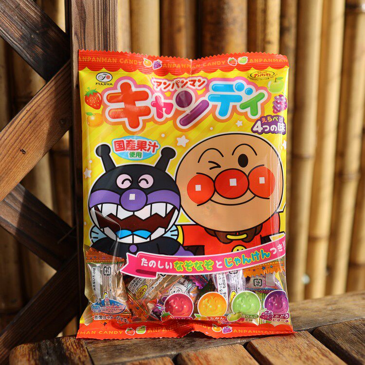 Japanese imported snacks Fujiya Anpanman fruit juice candy tooth protection candy 4 flavors 28 wedding candies 110g