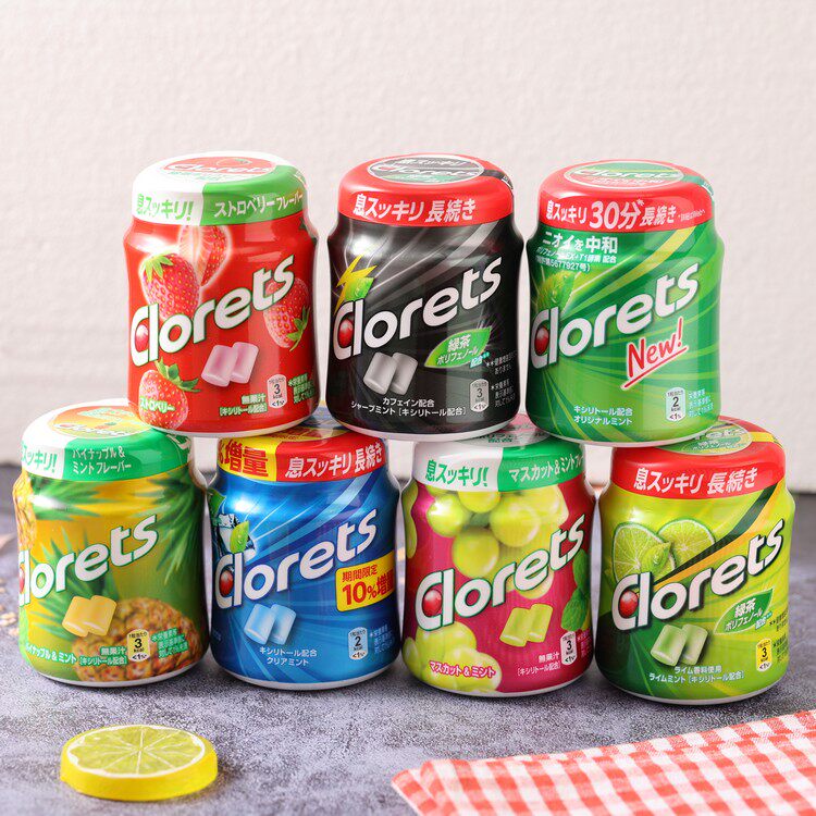 Japanese Native Chia Green Fairy Clorets Mint Fruit Gum Refreshing Breath Multi Taste 140g