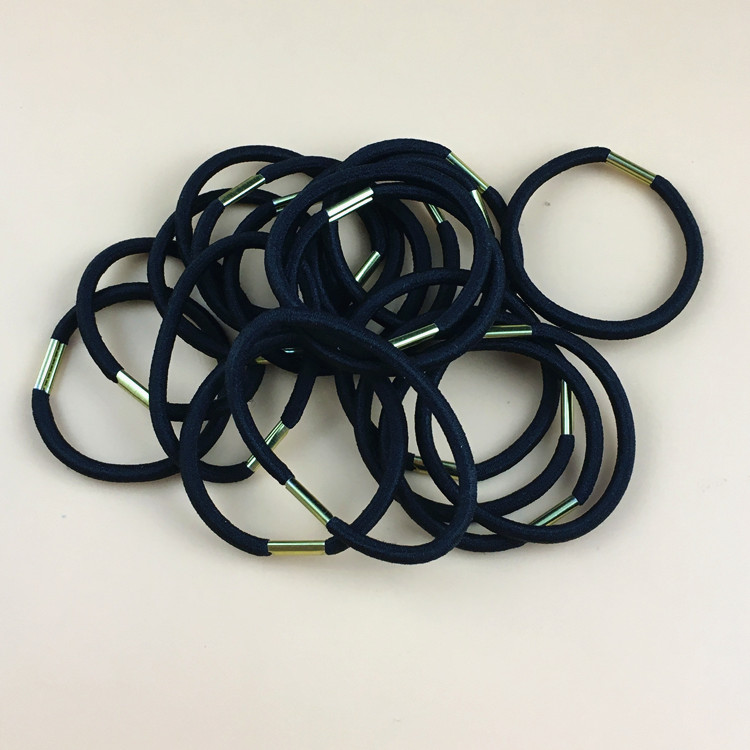 Hàn Quốc phụ kiện tóc cao đàn hồi đậm màu đen cao su buộc tóc dây cột tóc vải scrunchies