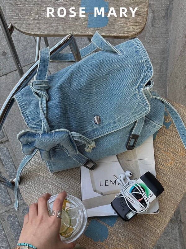 2026 Spring/Summer New Washed Denim Messenger Bag Retro Commuter Flap Small Square Bag Women's Single Shoulder Crossbody Tote Bag