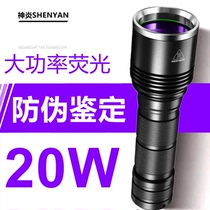  20W ultraviolet money detector flashlight high-power fluorescent agent detection pen 365nm photo coin tobacco and alcohol identification purple light