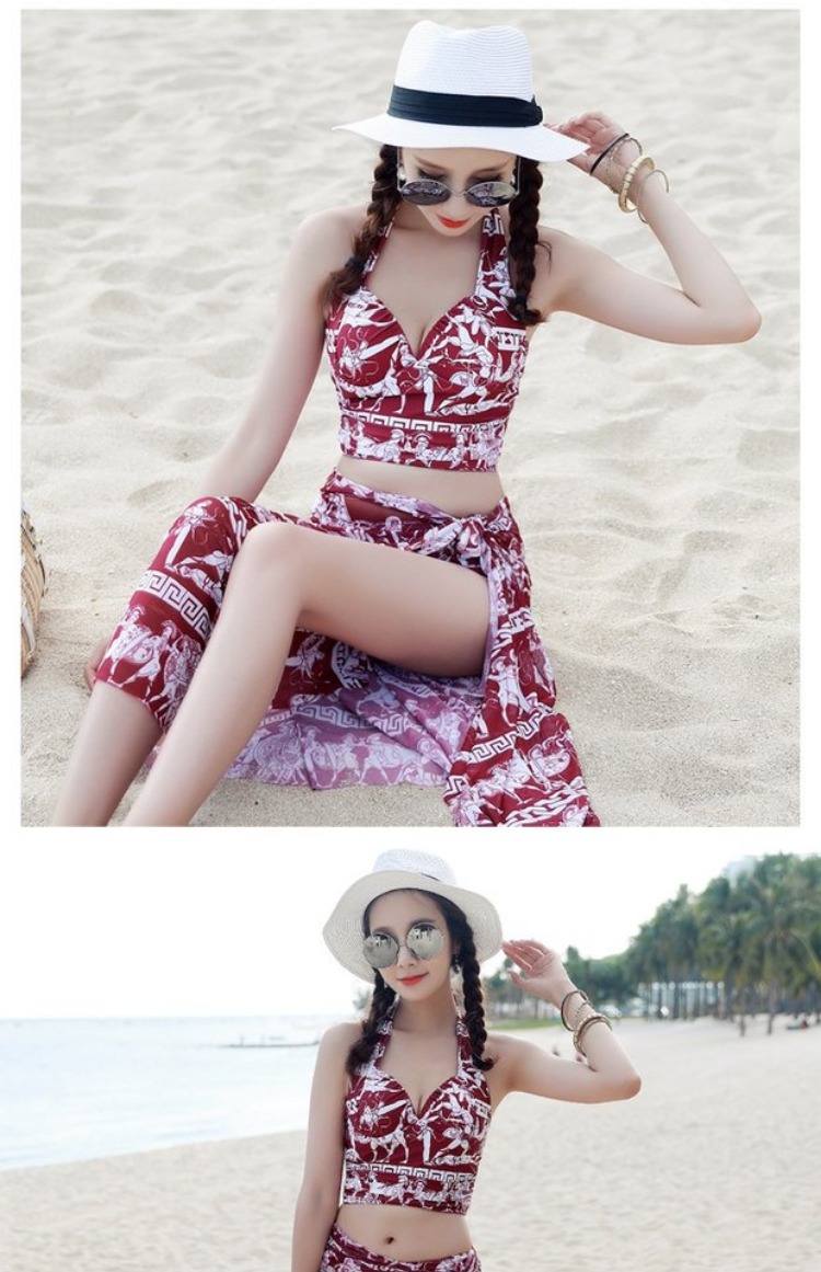 Jin Geer cặp đôi áo tắm nữ bikini ba mảnh thép tấm thu thập Pingjiao bãi biển cặp đôi kỳ nghỉ áo tắm - Vài đồ bơi 	đồ đôi gia đình đi biển