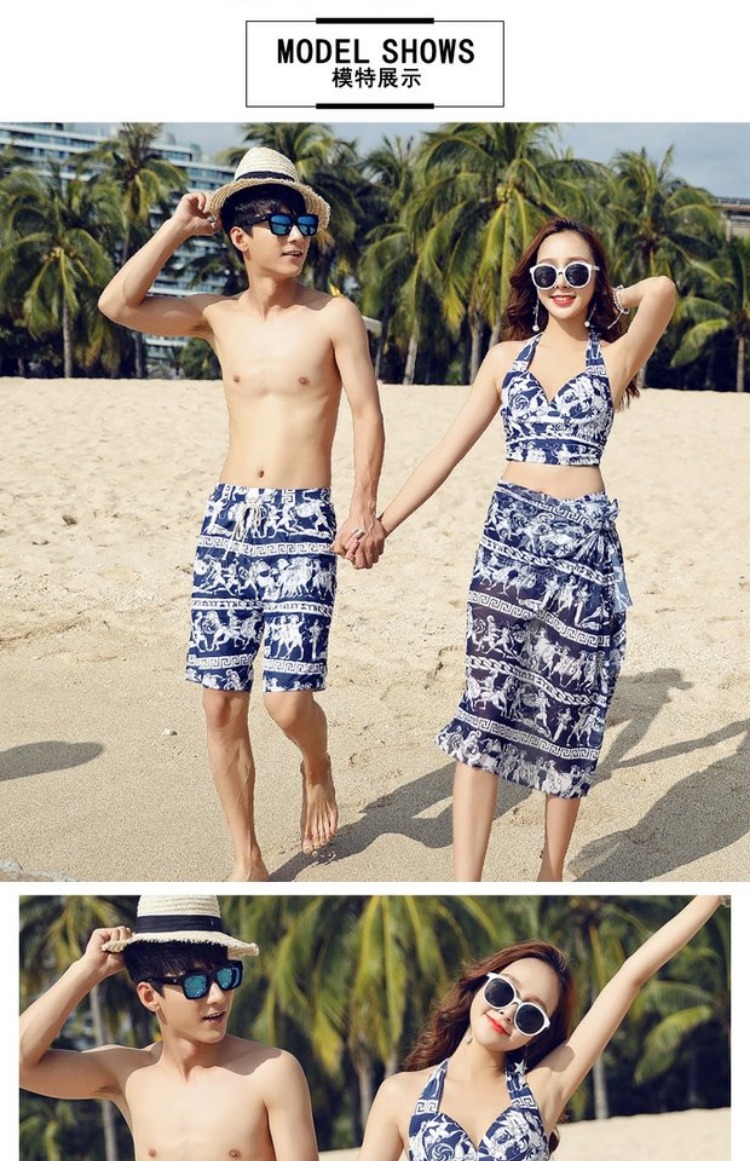 Jin Geer cặp đôi áo tắm nữ bikini ba mảnh thép tấm thu thập Pingjiao bãi biển cặp đôi kỳ nghỉ áo tắm - Vài đồ bơi 	đồ đôi gia đình đi biển