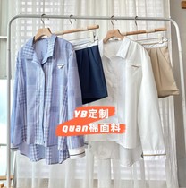 DEEMO STUDIO definition fashionable shirt set plaid shirt white shirt contrast color high waist casual shorts