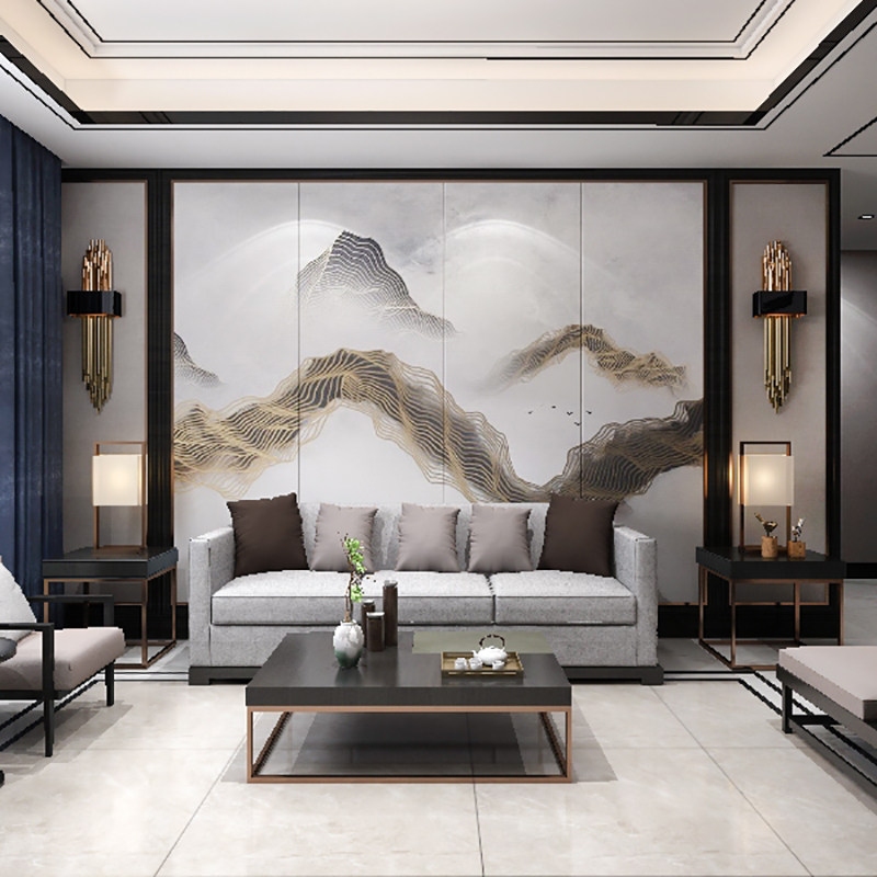 Living room sofa TV Background Wall Bedroom headboard backrest decorated New Chinese Abstract Landscape Hard Bag Soft Bag