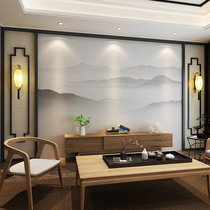  New Chinese TV background wallpaper Modern light luxury ink landscape painting living room wallpaper mural 2021 new wall cloth