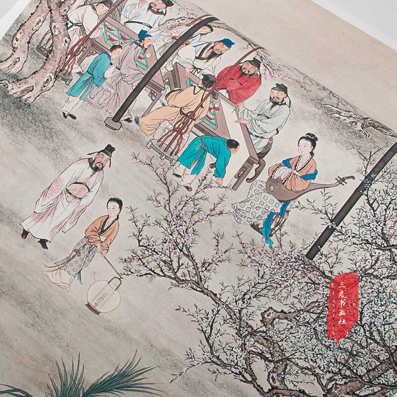 Xia Jingshan Peach Li Night Feast Picture Heart True Handpiece Micro Spray Replica Chinese Painting Literati Painting Decoration Imitation Modern Antique