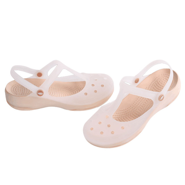 Non-slip thick bottom soft bottom Baotou sandals and slippers for outerwear summer jelly hole shoes women's seaside beach shoes ins tide