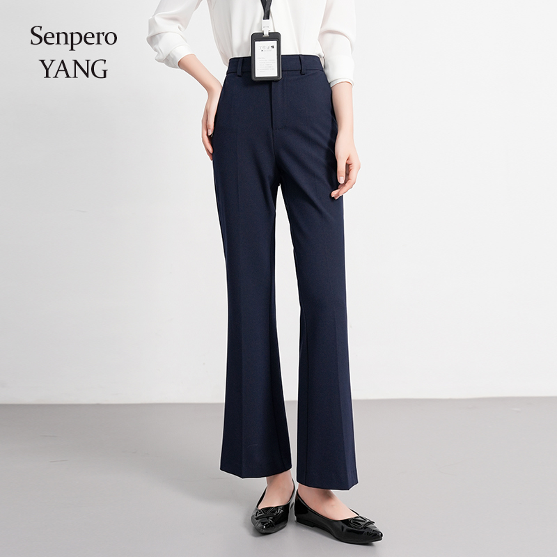 Senperoyang Navy Blue Flared Pants Women's Suit Pants Slightly Flared Pants for Workplace Commuting High-Waisted Slimming Drapey Long Pants Senperoyang Navy Blue Flared Pants Women's Suit Pants Slightly Flared Pants for Workplace Commuting High-Waisted Slimming Drapey Long Pants
