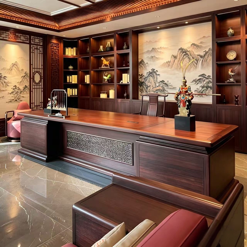 New Chinese-Style Black Walnut Wood Office Desk Executive Desk 2026 New High-End Solid Wood Ceo Boss Desk