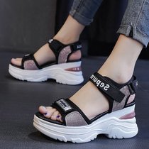 Daddy sandals women 2021 new summer wild ins tide thick bottom Net red Velcro increased sports sandals