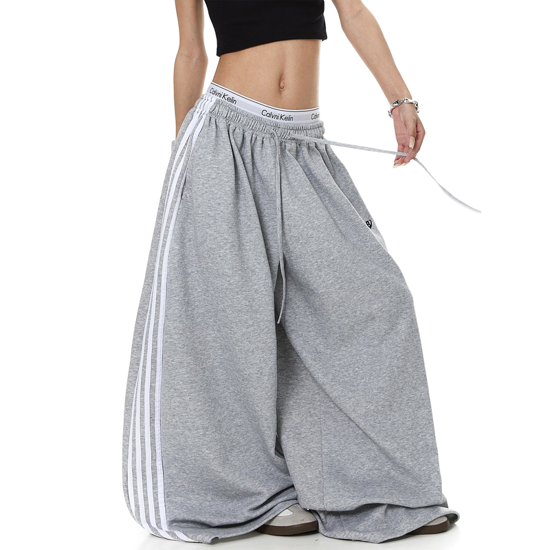 Blacklists American Retro Sports Style Striped Patchwork Straight-Leg Sweatpants Unisex Dance Loose Wide-Leg Pants Trendy Blacklists American Retro Sports Style Striped Patchwork Straight-Leg Sweatpants Unisex Dance Loose Wide-Leg Pants Trendy