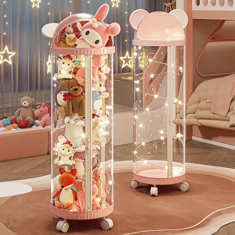 Japanese-Style Doll Storage Bucket, Large Capacity, High Aesthetic Value, Transparent Bucket, Large Doll Plush Toy Storage Display Stand