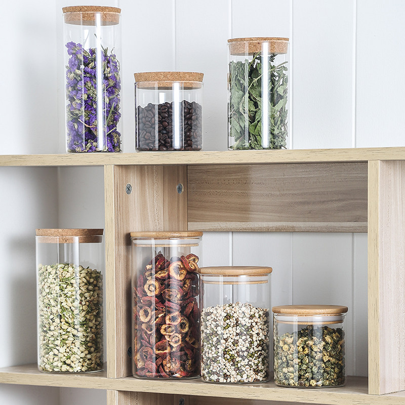 Home Glass Tea Seal Pot Kitchen Transparent Large Five Grain Cereals Jars Zero Food Containing Box Storage Tank-Taobao