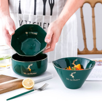 Nordic ceramic bowl home large ramen bowl rice bowl soup bowl fruit salad bowl creative tableware commercial Bucket Bowl
