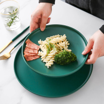 Nordic creative ceramic steak tray subnet red ins light luxury tableware Western plate dish household tray breakfast plate
