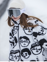 Veneer waterproof ski plus velvet double-sided jacket trendy brand hip-hop breathable and breathable ski jacket