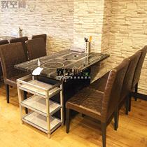 Marble hot pot table kebab skewers incense table and chairs hot pot barbecue shop self-service hot pot table smokeless hot pot restaurant