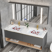 Wash basin cabinet toilet wash table double basin bathroom cabinet combination modern light luxury simple marble sink