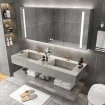 Rock board bathroom cabinet integrated basin toilet wash table modern light luxury Rock board sink wash basin cabinet combination