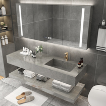 Rock board bathroom cabinet modern light luxury simple toilet wash table washbasin one basin cabinet combination