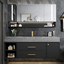 Rock board bathroom cabinet integrated basin modern light luxury toilet wash Table Rock board sink wash basin cabinet combination