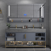 Rock board bathroom cabinet integrated basin modern light luxury hand washing basin cabinet combination floor-standing toilet wash table