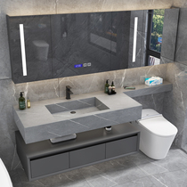 Washbasin Cabinet Toilet Wash Terrace Double Basin Rock Plate Integrated Bath Cabinet Combination Modern Light Lavish Minimalist Washstand