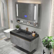  Washbasin cabinet Bathroom sink Bathroom cabinet combination Modern light luxury simple washbasin rock board integrated sink