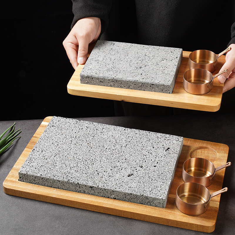 Volcanic Stone Plate Steak Plate Korean Barbecue Creative Stone Plate Steak Barbecue Plate Western Restaurant Stone Tableware