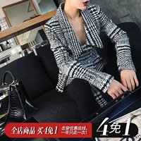 Áo khoác kẻ sọc ngắn mới của SUNYUER houndstooth 2018 mùa xuân và mùa thu Hàn Quốc của bộ đồ retro mỏng mảnh áo vest nữ công sở