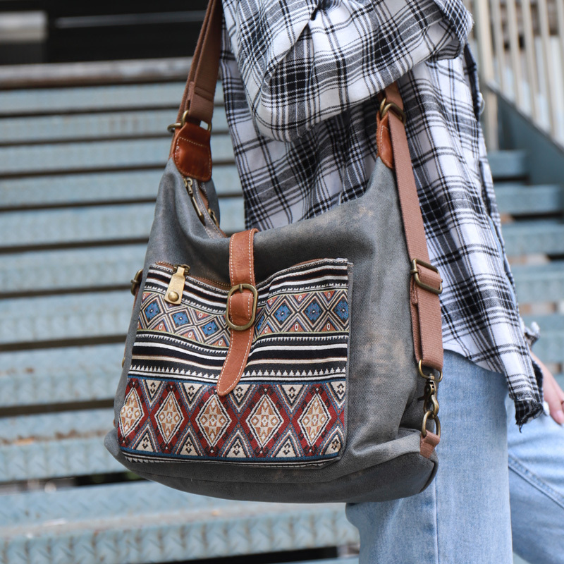 New Denim Large Bag, Fashionable and Versatile, Large Capacity Crossbody Bag, Stylish Shoulder Bag, Canvas Retro Printed Backpack for Women New Denim Large Bag, Fashionable and Versatile, Large Capacity Crossbody Bag, Stylish Shoulder Bag, Canvas Retro Printed Backpack for Women