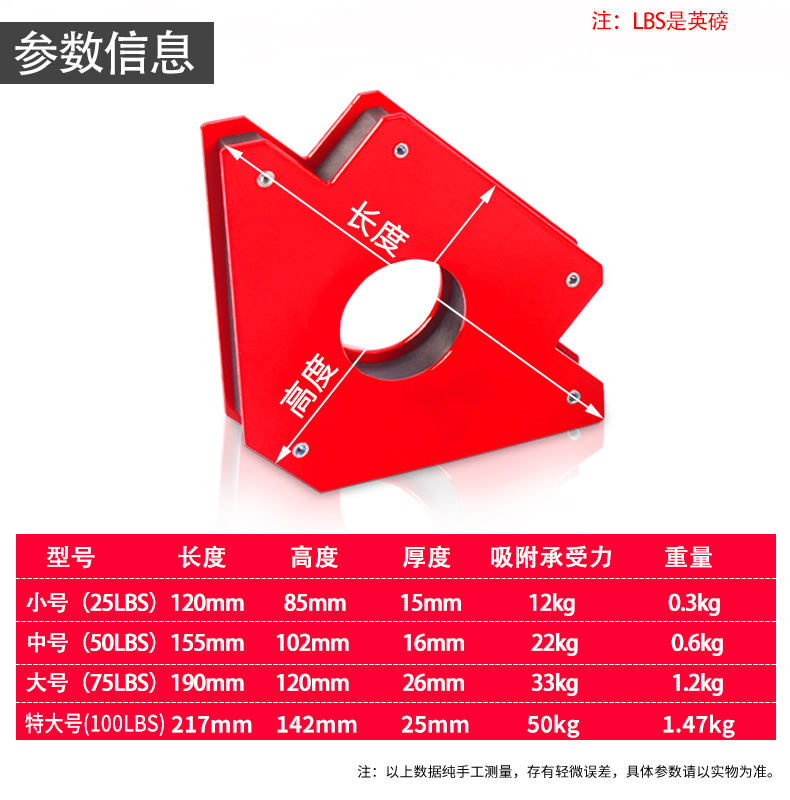 Công cụ định vị hàn Công cụ hàn góc phải Nam châm Định vị Tạo tác mạnh Từ sắt Góc phụ trợ Khối cố định - Dụng cụ thủy lực / nâng