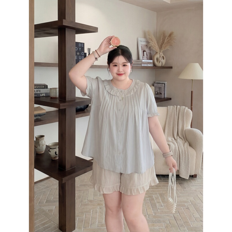 Floral Plus-Size Women's Clothing, Summer Gentle and Fashionable Babydoll Shirt, Versatile, Age-Reducing, Niche Short-Sleeved Top 17653R Floral Plus-Size Women's Clothing, Summer Gentle and Fashionable Babydoll Shirt, Versatile, Age-Reducing, Niche Short-Sleeved Top 17653R